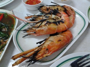 Humongous prawns that we had for dinner!